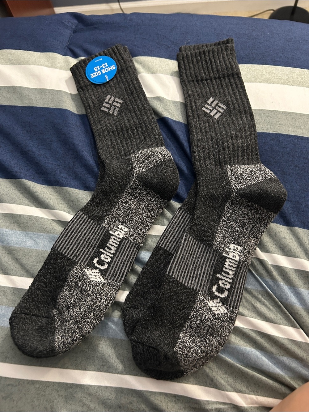 Columbia Men's Black & Gray Cushioned Crew Athletic Socks